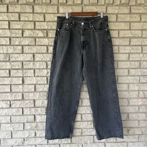 H&M brand Charcoal Gray Baggy Wide Leg Denim Jeans Size 32x32
